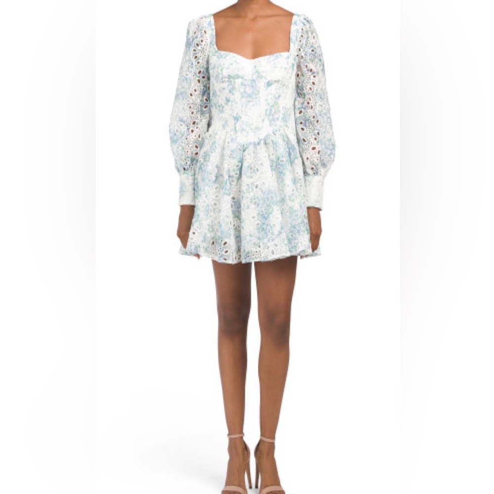 BARDOT LILA FLOUNCE DRESS mini dress, size 4, blue